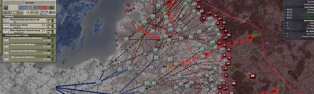 Hearts of Iron map with troop icons